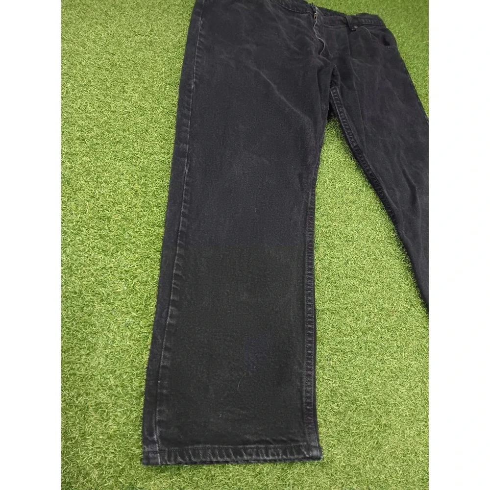 Wrangler Five Star Premium Jeans Mens 42x30 Black Denim Relaxed Fit Straight Leg